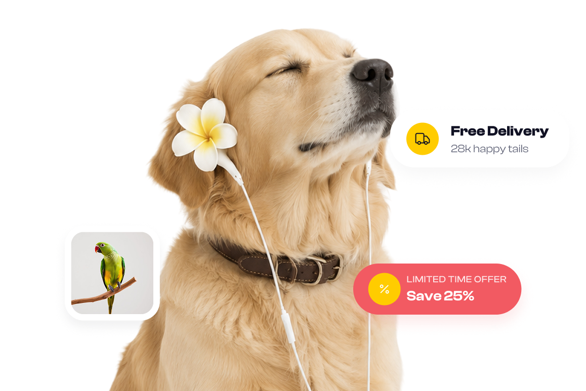 Golden retriever with a flower