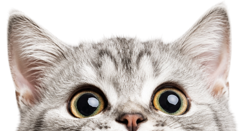 Curious cat peeking up