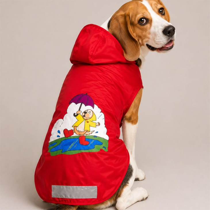 Printed Waterproof Reflective Dog Raincoat
