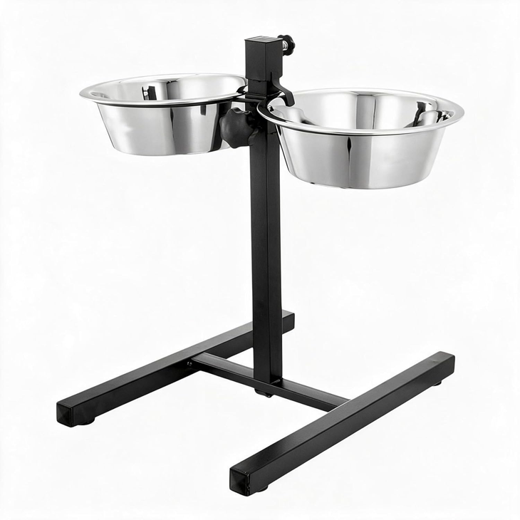 Adjustable H-Base Double Diner Elevated Bowls