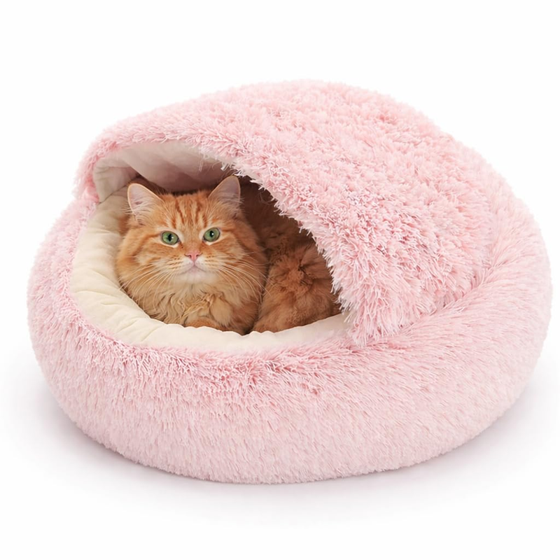 Round Plush Faux Fur Cat Nest Bed