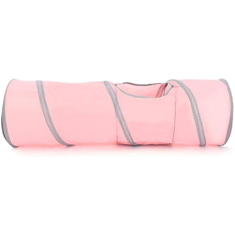 Pink Foldable Dual Entrance Cat Tunnel