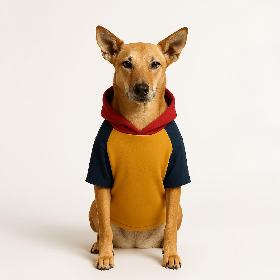 Mustard Colorblock Cotton Pet Hoodie