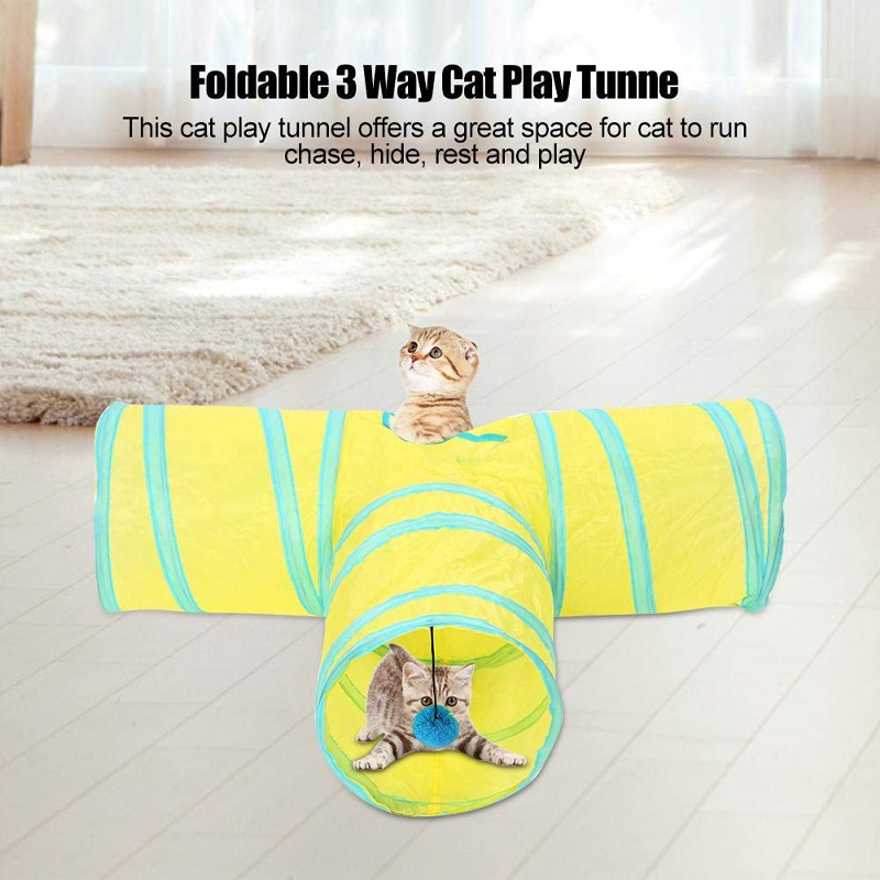 Yellow T Shaped Cat Exploration Tunnel