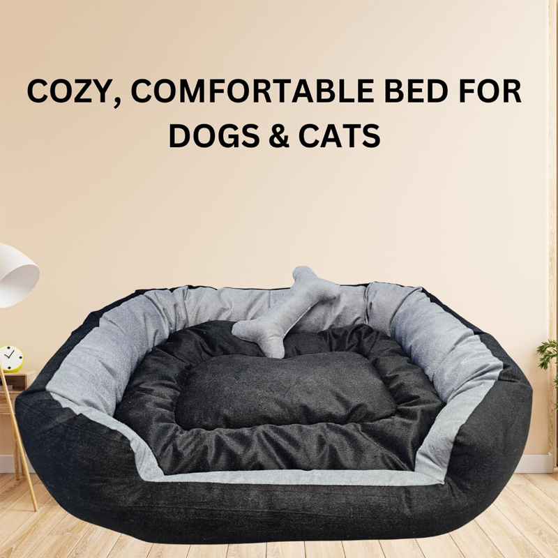 Plush Rectangle Pet Lounger Cushion Bed
