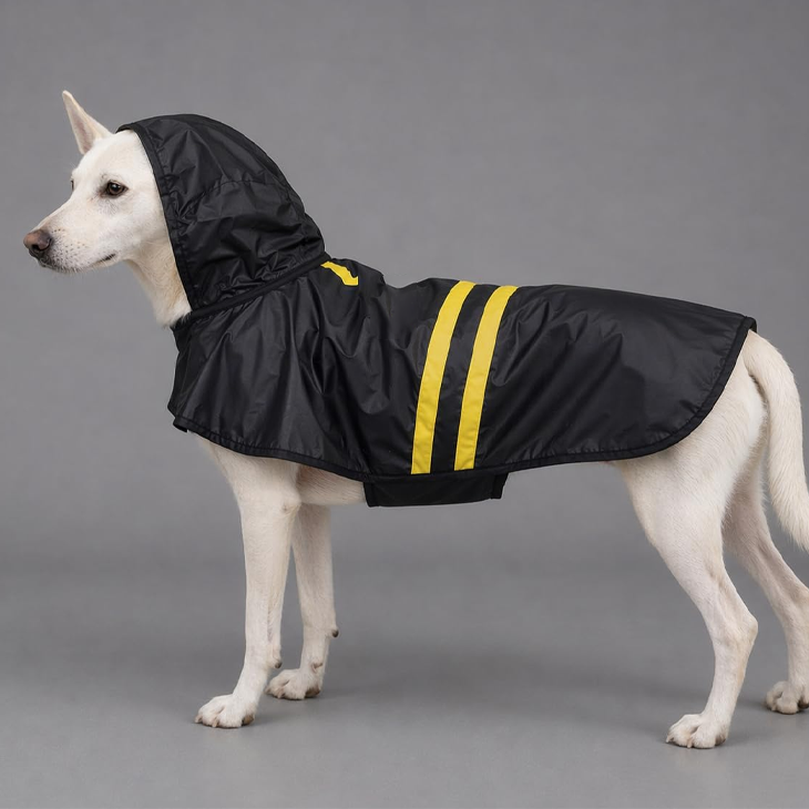 Black Hoodie Waterproof Dog Raincoat