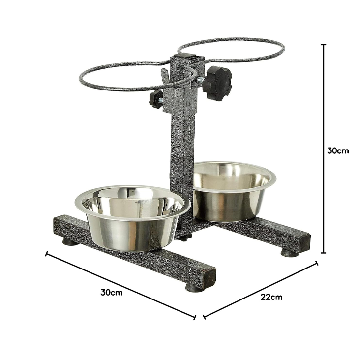 Adjustable H-Base Double Diner Elevated Bowls