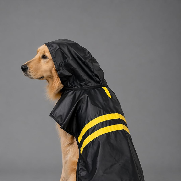 Black Hoodie Waterproof Dog Raincoat