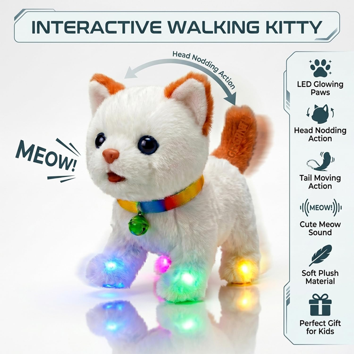 Walking Plush LED Cat Toy