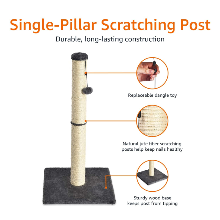 Towering Jute Scratcher With Dangle Toy