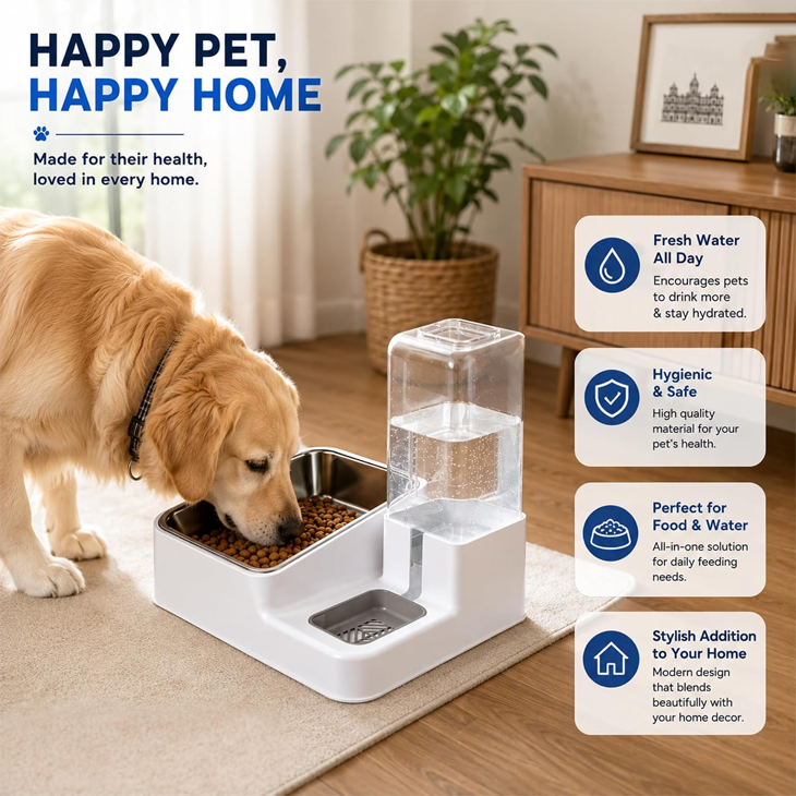 Stainless Steel Bowl with Gravity Water Feeder