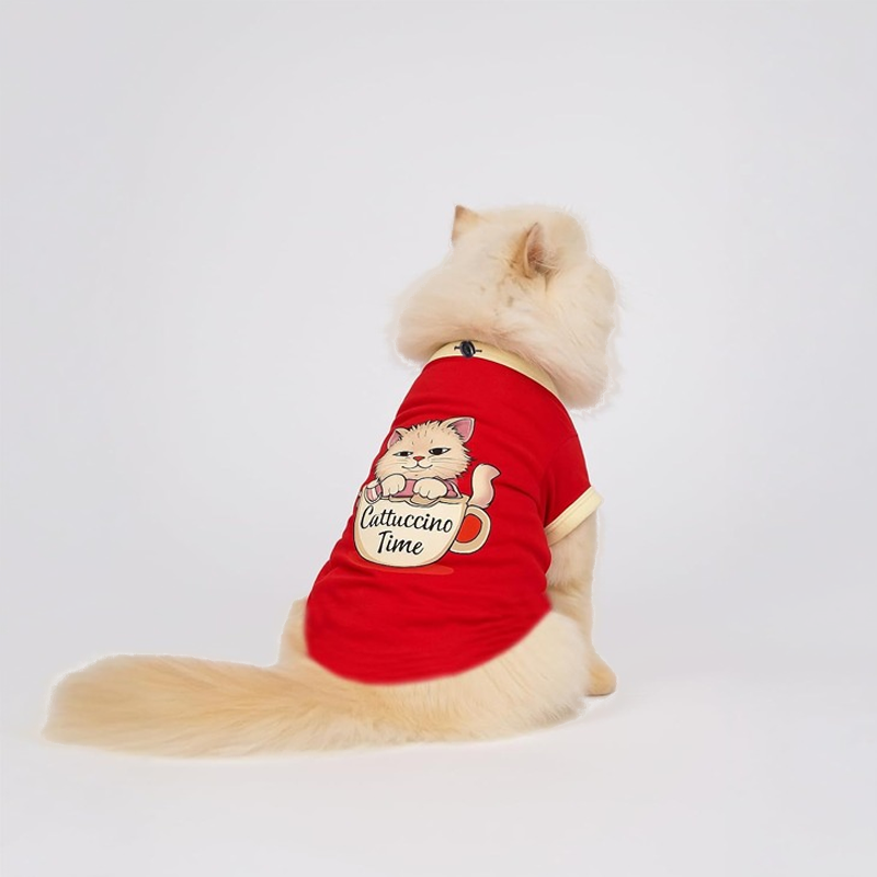 Playful Lettered Cotton Cat Tee Shirt
